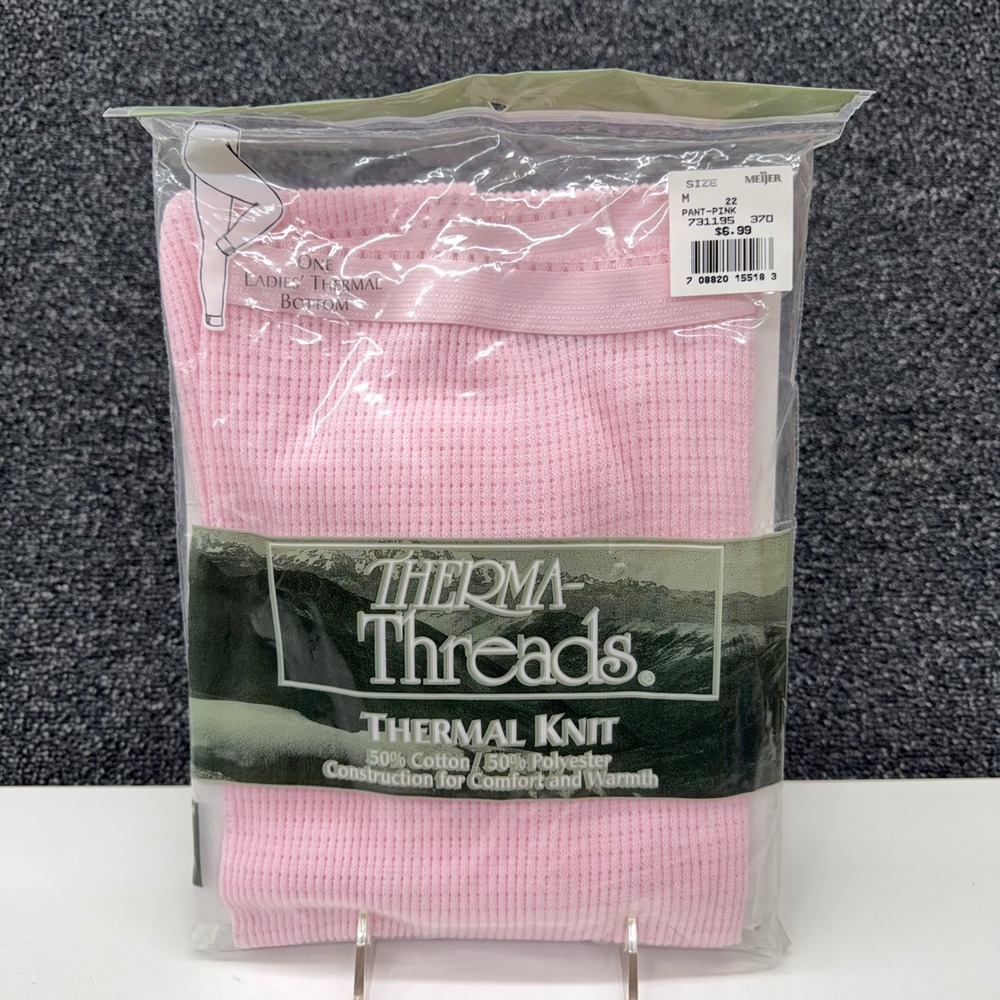 Therma-Threads Pink Thermal Underwear Bottoms Ladies Medium Waffle Knit USA Made